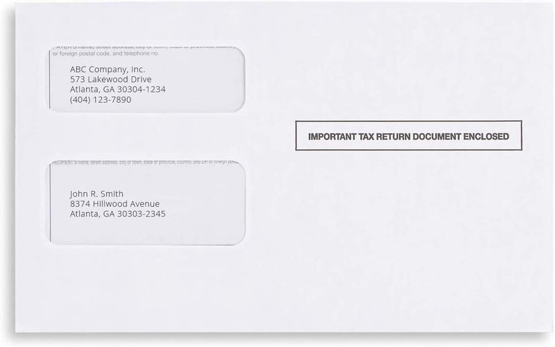 Dutymark 50 W2 Envelopes Self-Seal For W2 2-Up IRS Tax Forms W2 Double Window Security Envelopes For QuickBooks Online, Desktop, ADP and Other Software W2 Forms, Pack of 50 Envelopes - Image 4